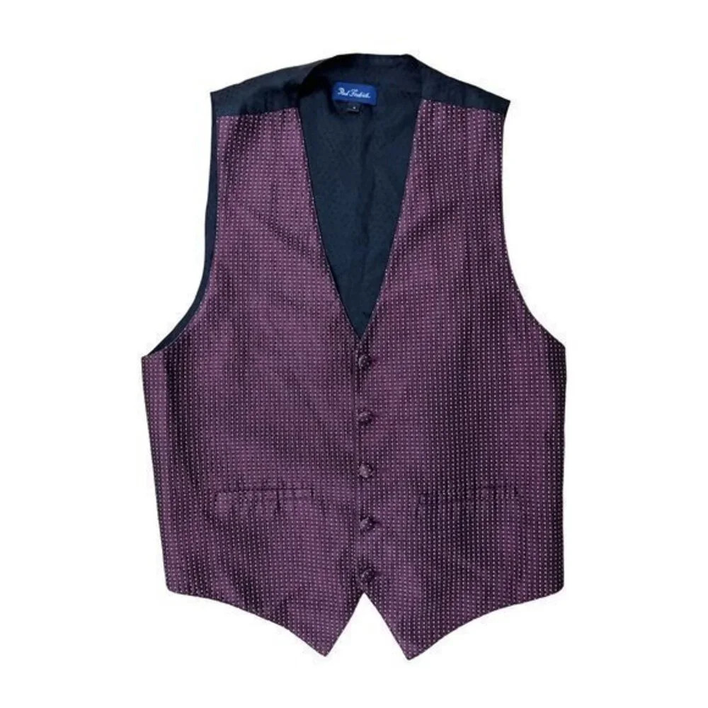 Paul Fredrick Men's Maroon Dot Vest 5 Button Small